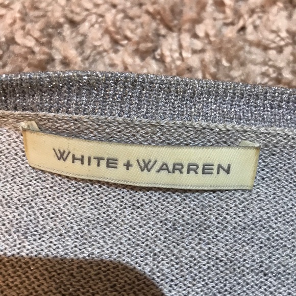 White & Warren Silver Sparkly Cardigan - Picture 3 of 5